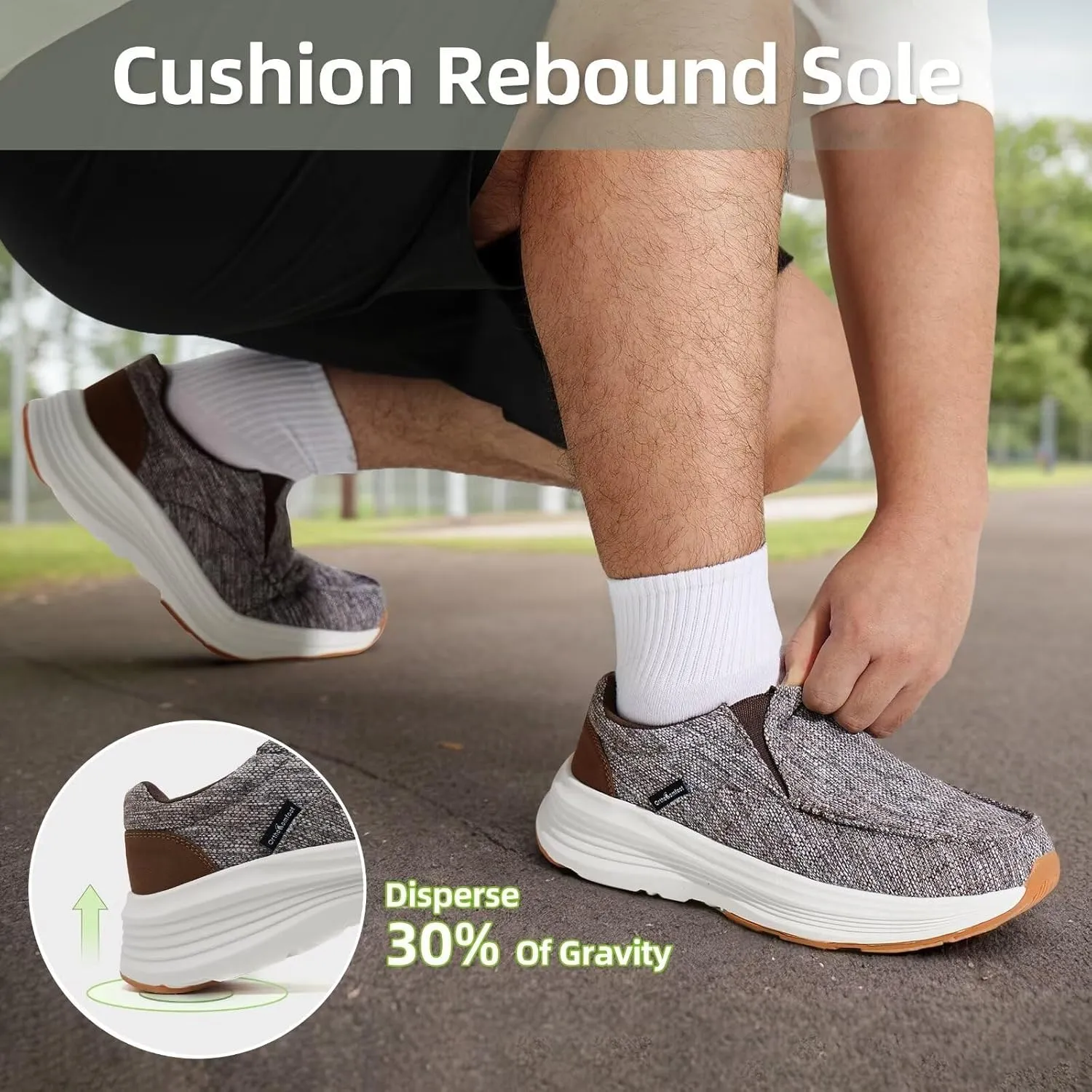 OrthoComfoot Men's Orthopedic Outdoor Slip-On Loafers Walking Shoes: Arch Support Plantar Fasciitis Sneakers, Comfort Classic Canvas Shoes for Foot and Heel Pain