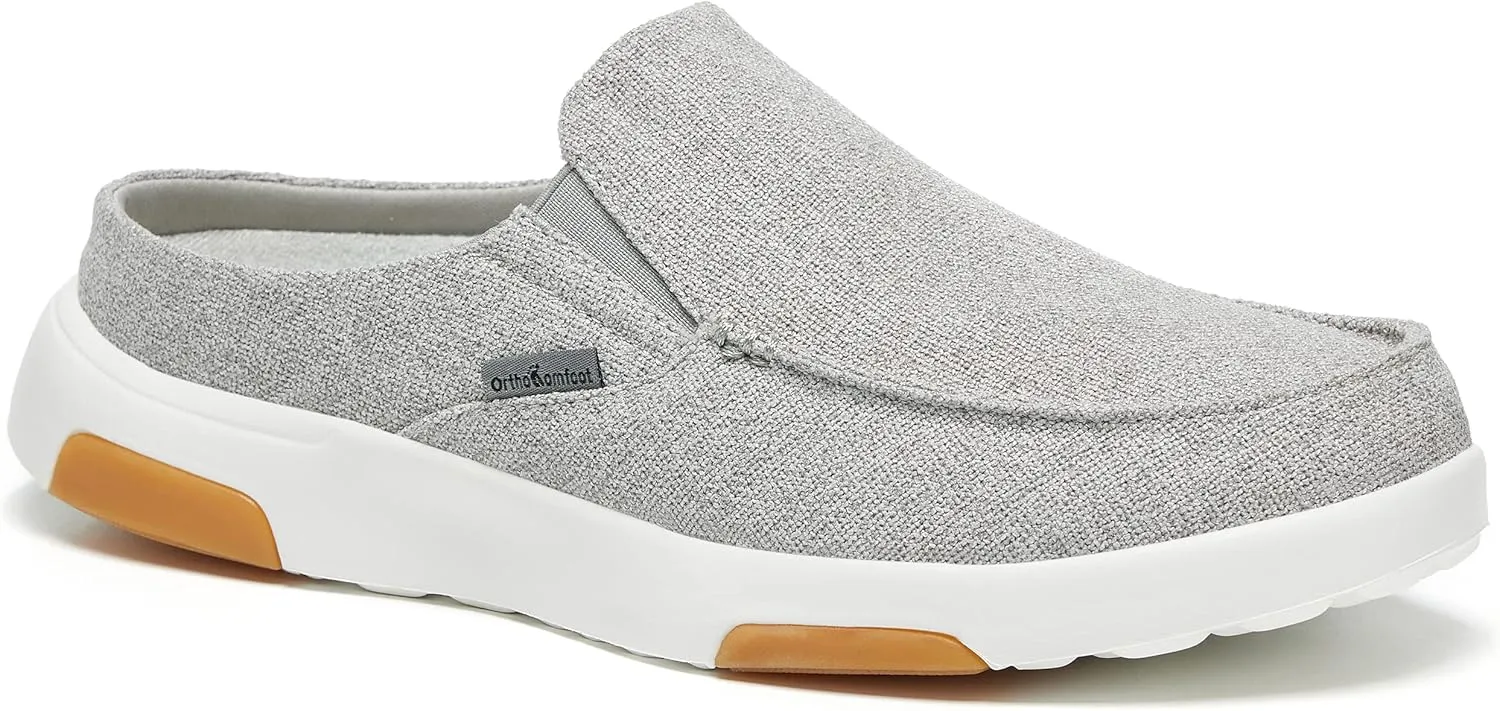 OrthoComfoot Men's Orthopedic Slip-On Loafers Walking Shoes with Arch Support: Casual Plantar Fasciitis Slippers for Flat Feet, Comfortable Orthotic Shoes for Foot and Heel Pain Relief