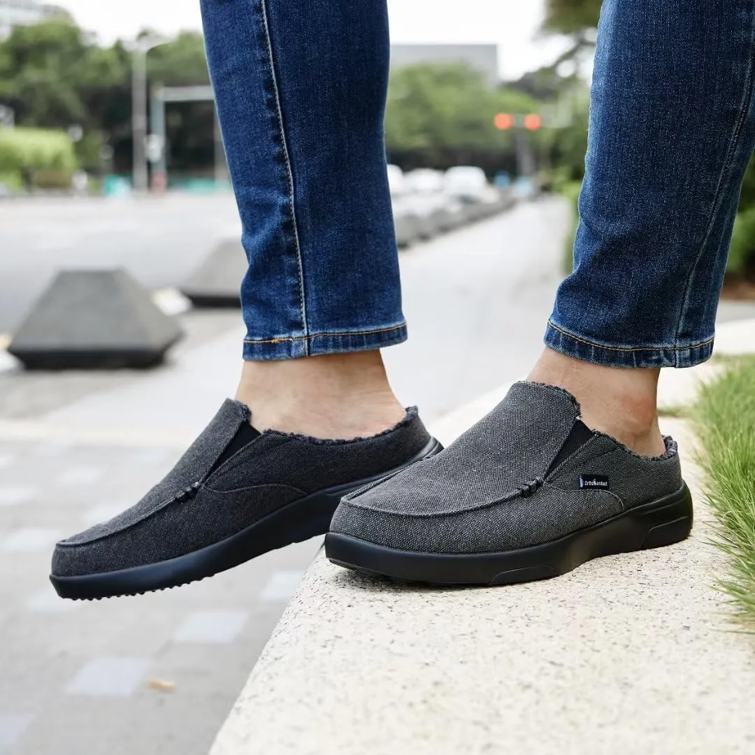 OrthoComfoot Men's Orthopedic Slip-On Loafers Walking Shoes with Arch Support: Casual Plantar Fasciitis Slippers for Flat Feet, Comfortable Orthotic Shoes for Foot and Heel Pain Relief