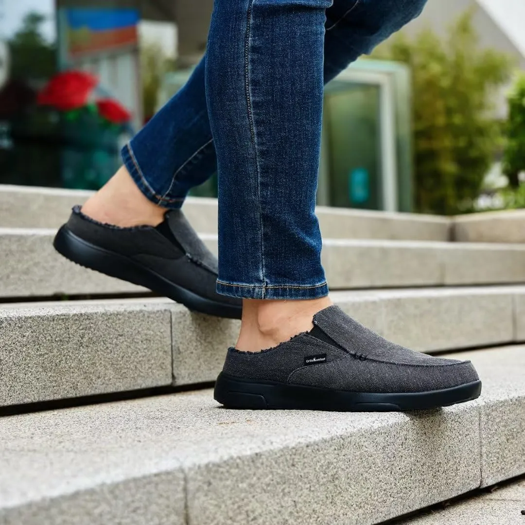 OrthoComfoot Men's Orthopedic Slip-On Loafers Walking Shoes with Arch Support: Casual Plantar Fasciitis Slippers for Flat Feet, Comfortable Orthotic Shoes for Foot and Heel Pain Relief