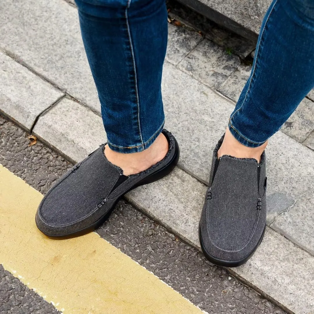 OrthoComfoot Men's Orthopedic Slip-On Loafers Walking Shoes with Arch Support: Casual Plantar Fasciitis Slippers for Flat Feet, Comfortable Orthotic Shoes for Foot and Heel Pain Relief