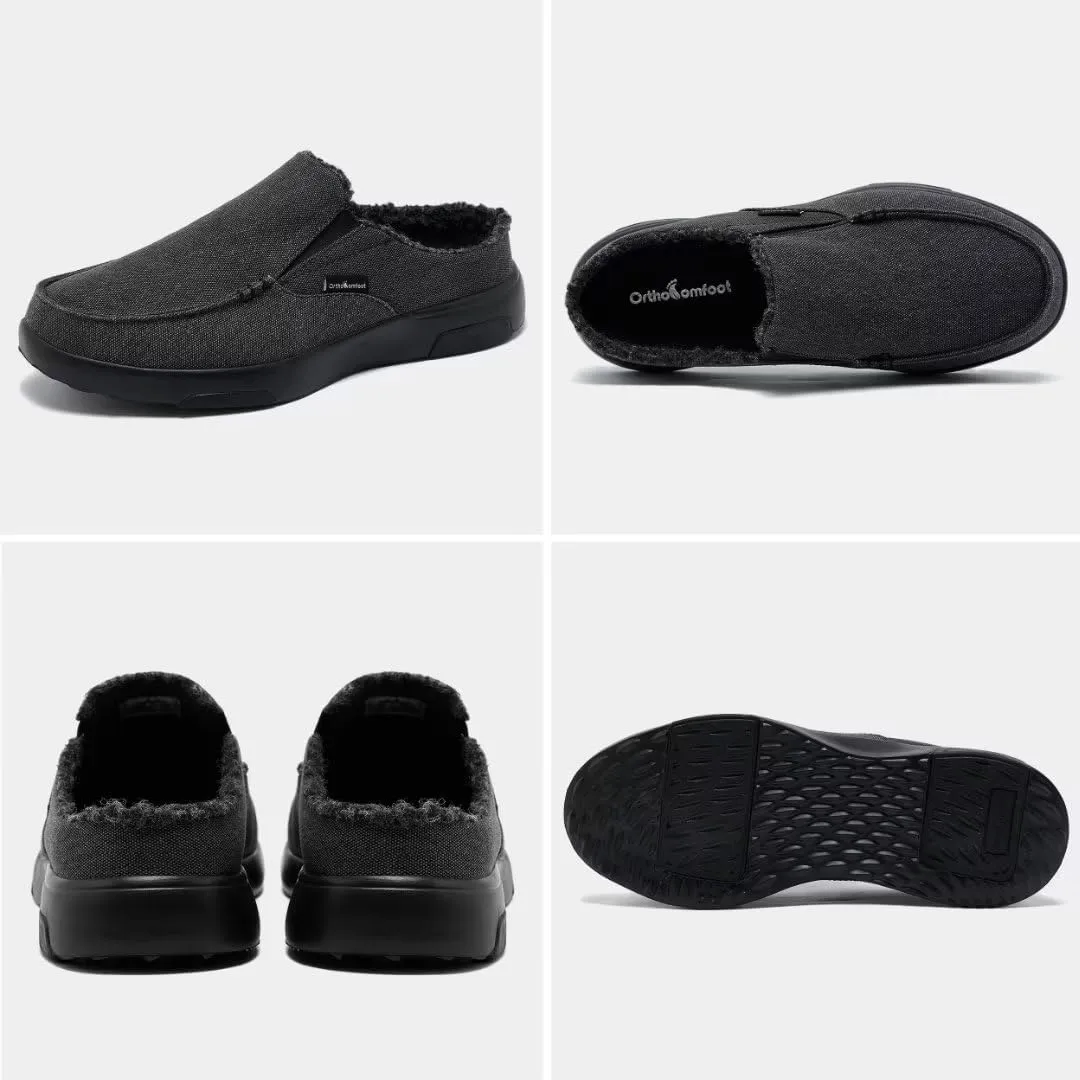 OrthoComfoot Men's Orthopedic Slip-On Loafers Walking Shoes with Arch Support: Casual Plantar Fasciitis Slippers for Flat Feet, Comfortable Orthotic Shoes for Foot and Heel Pain Relief