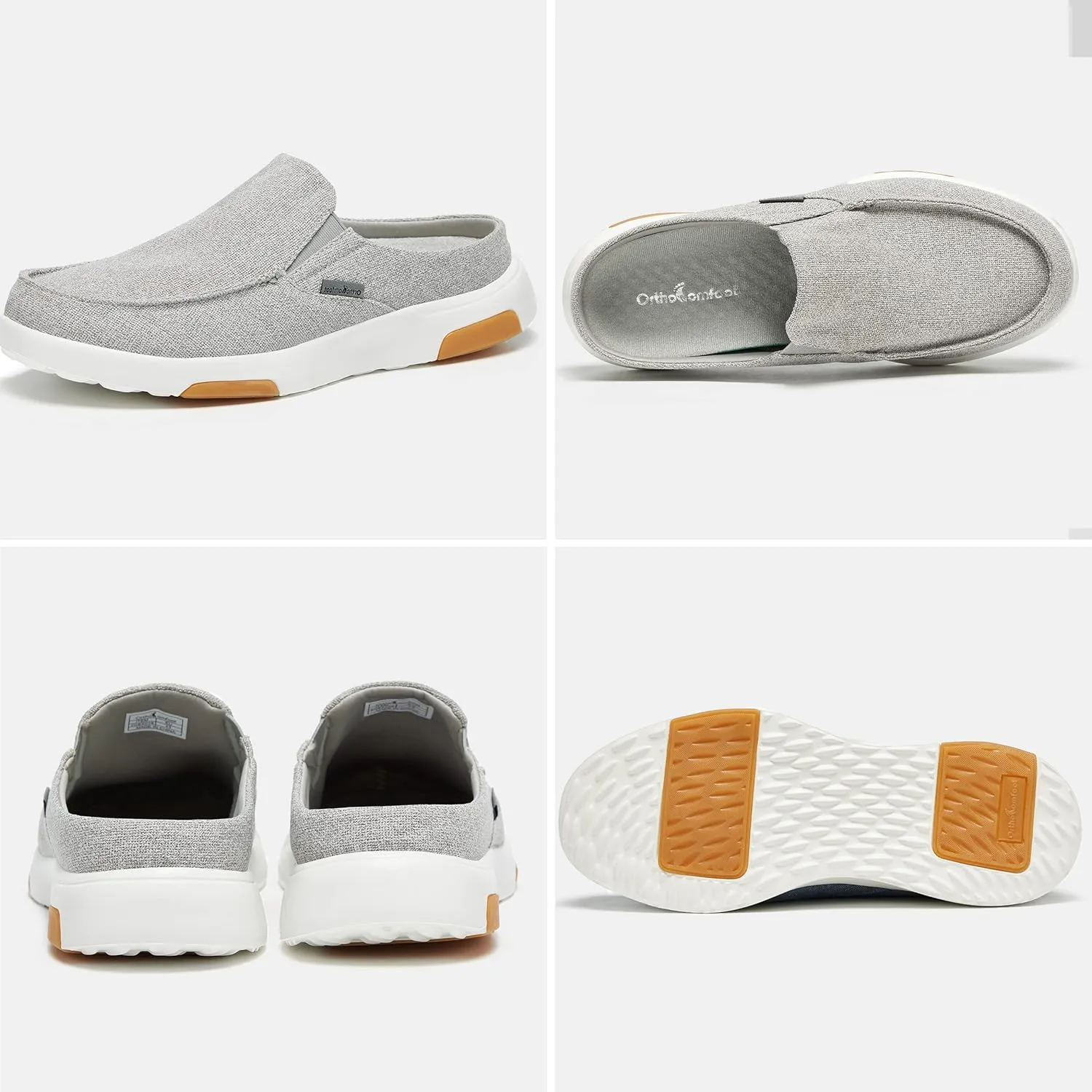 OrthoComfoot Men's Orthopedic Slip-On Loafers Walking Shoes with Arch Support: Casual Plantar Fasciitis Slippers for Flat Feet, Comfortable Orthotic Shoes for Foot and Heel Pain Relief