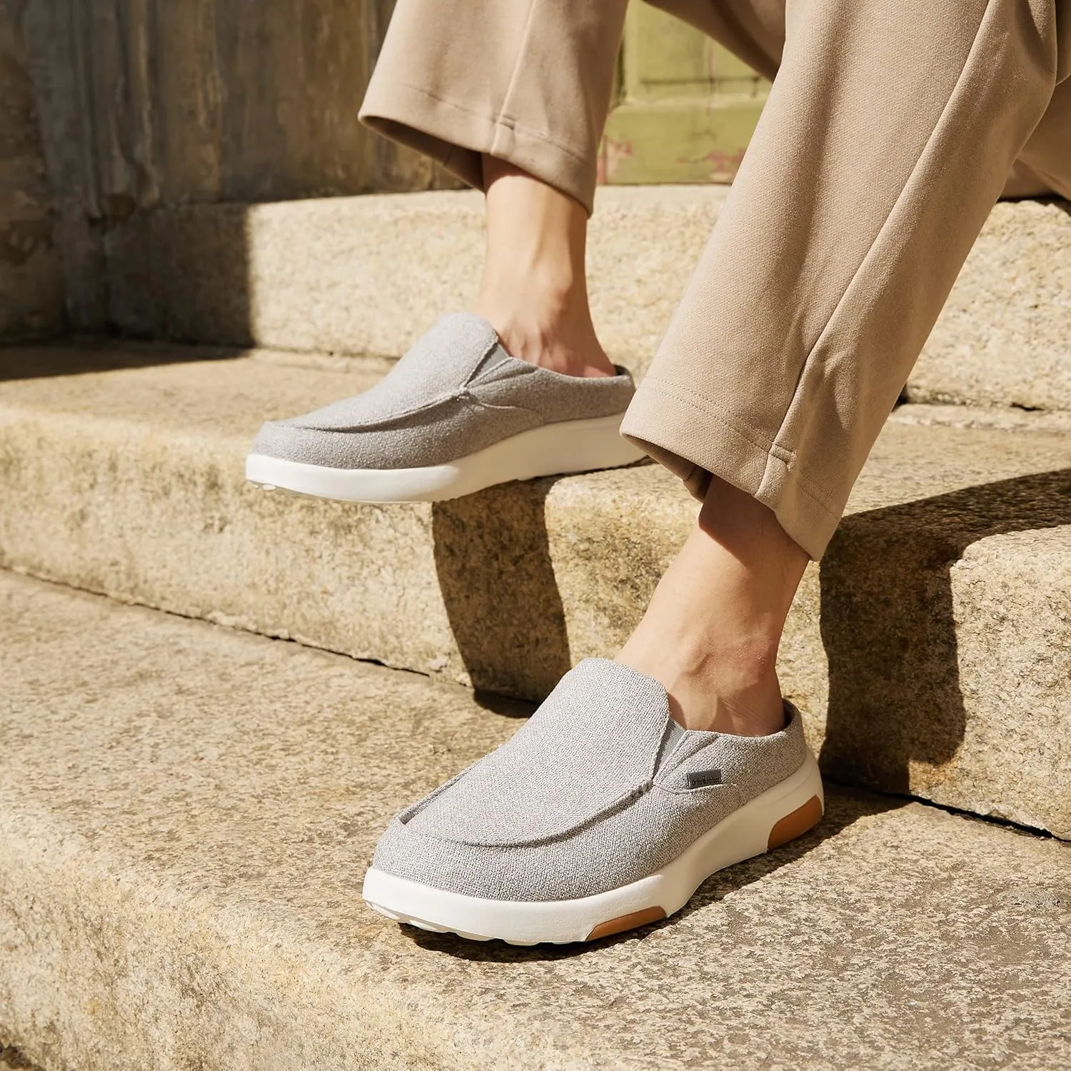 OrthoComfoot Men's Orthopedic Slip-On Loafers Walking Shoes with Arch Support: Casual Plantar Fasciitis Slippers for Flat Feet, Comfortable Orthotic Shoes for Foot and Heel Pain Relief