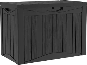 Outdoor Resin Storage Deck Box, 45 Gallon Capacity, Weather-Resistant, Black