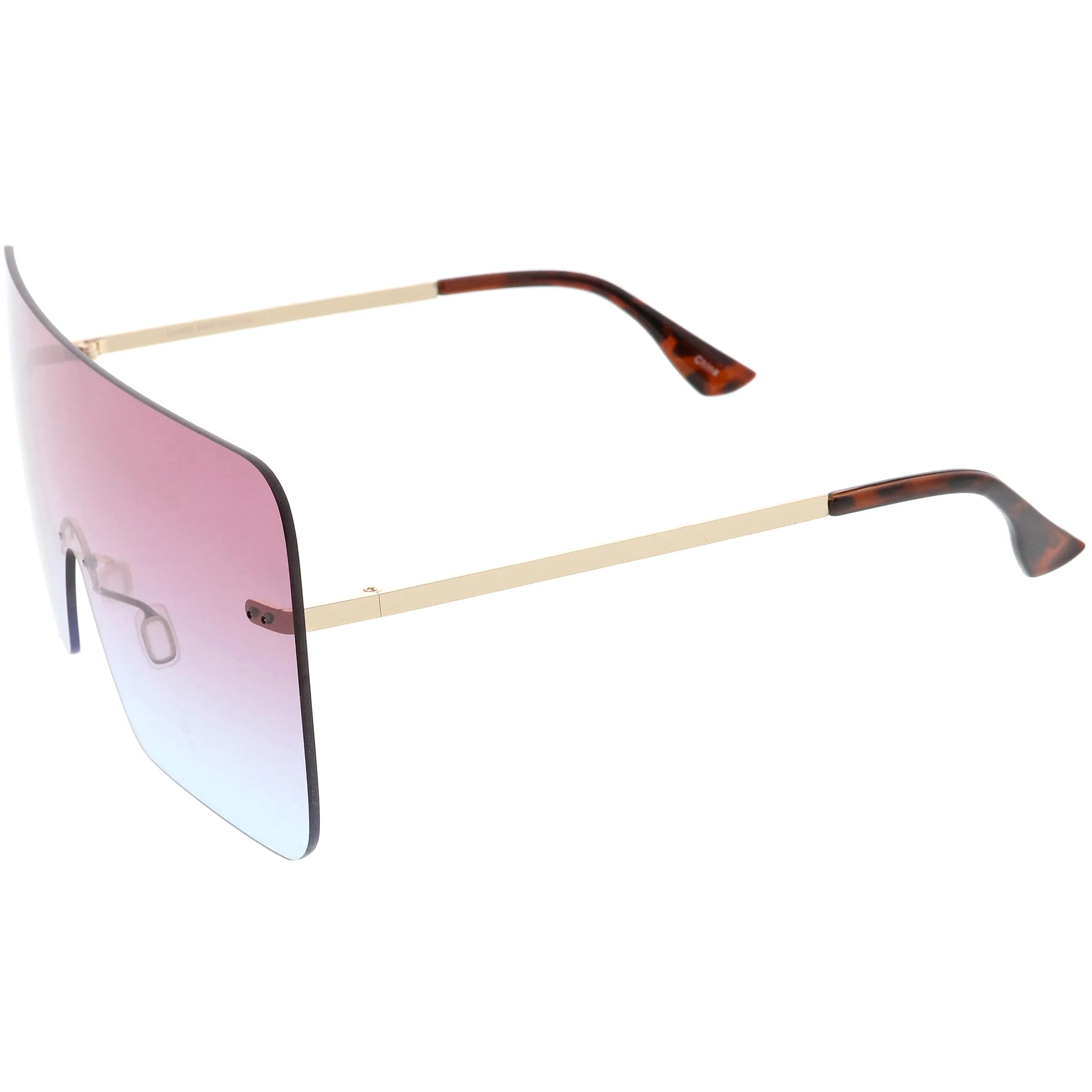 Oversize Futuristic Rimless Flat Shield Lens Sunglasses C982