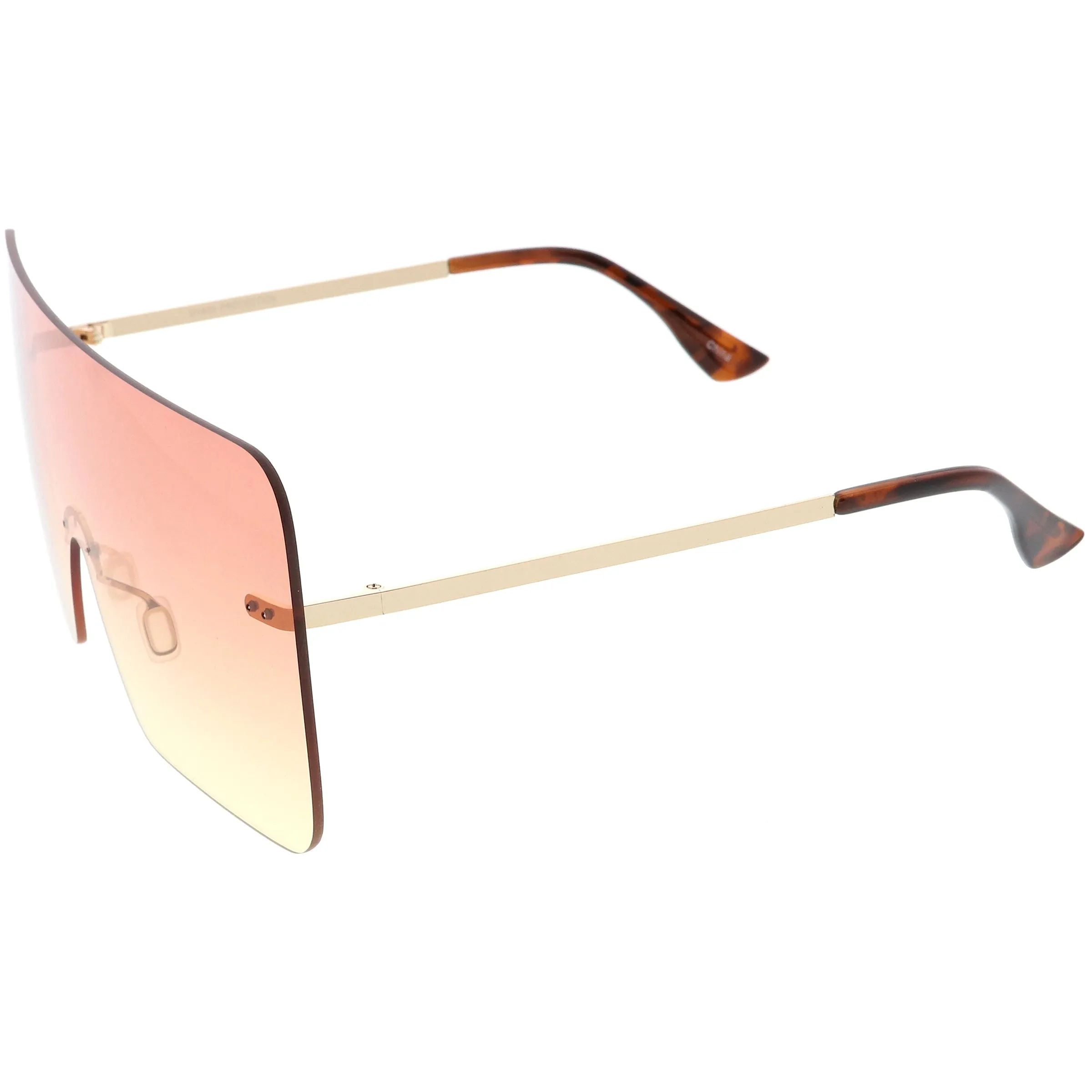 Oversize Futuristic Rimless Flat Shield Lens Sunglasses C982
