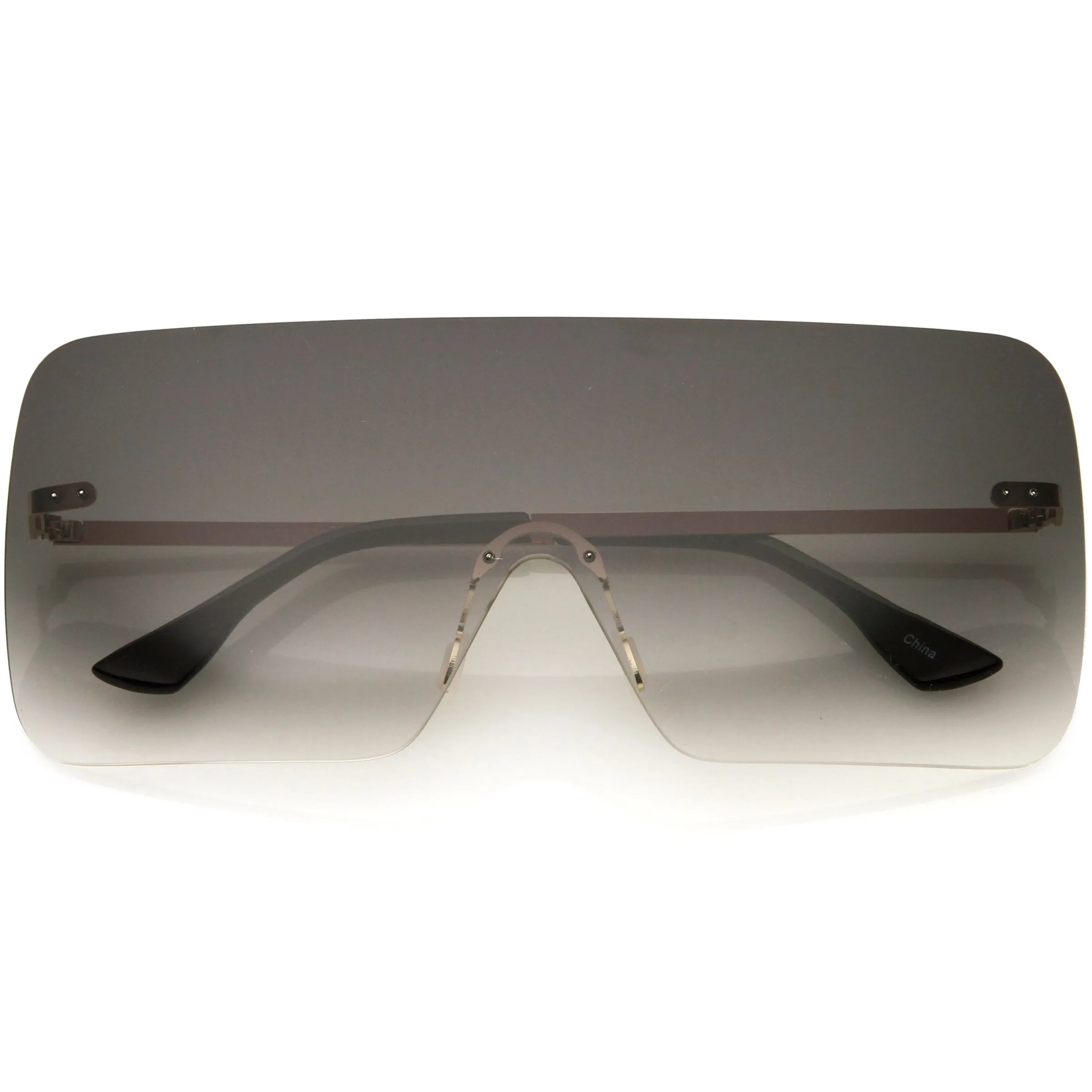 Oversize Futuristic Rimless Flat Shield Lens Sunglasses C982