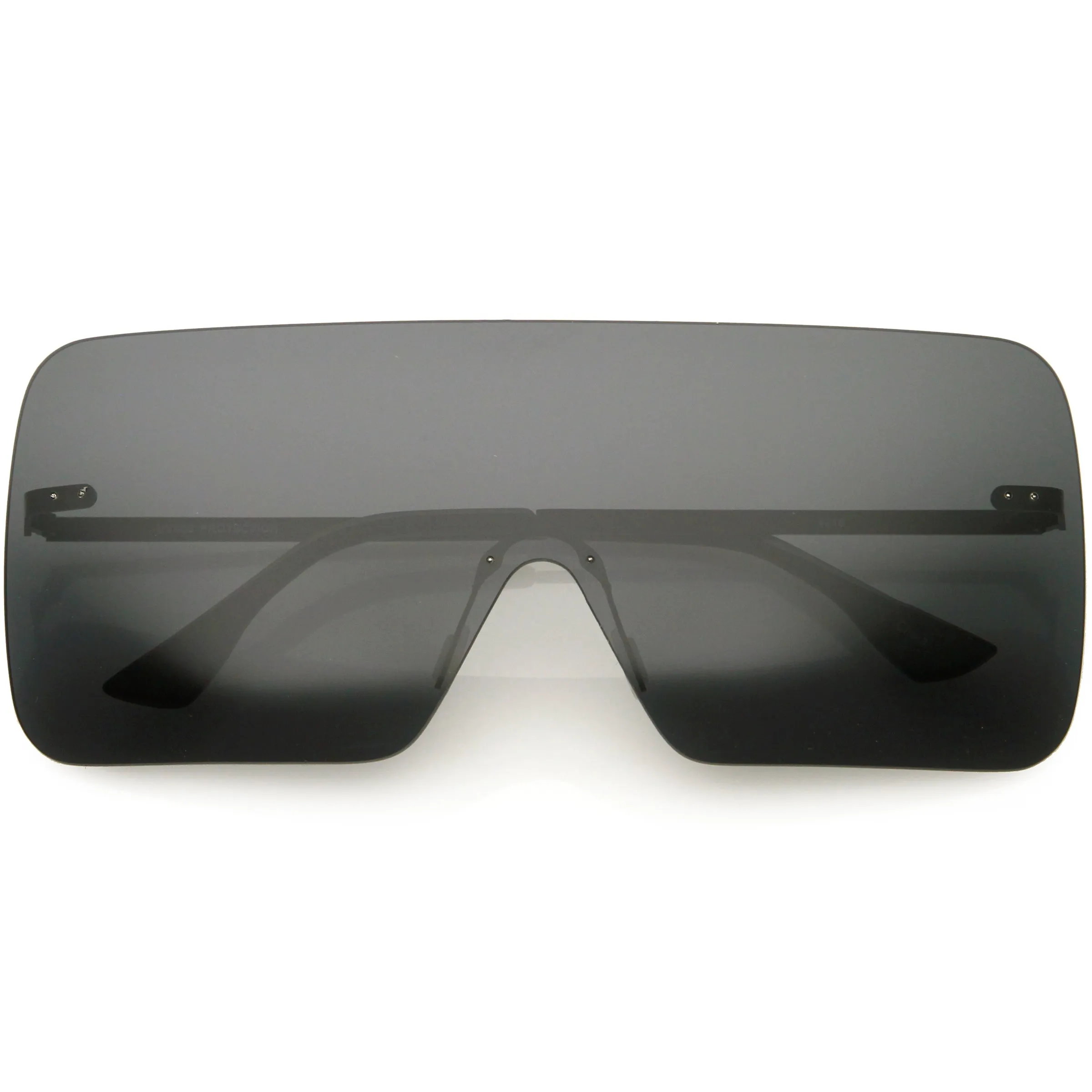 Oversize Futuristic Rimless Flat Shield Lens Sunglasses C982