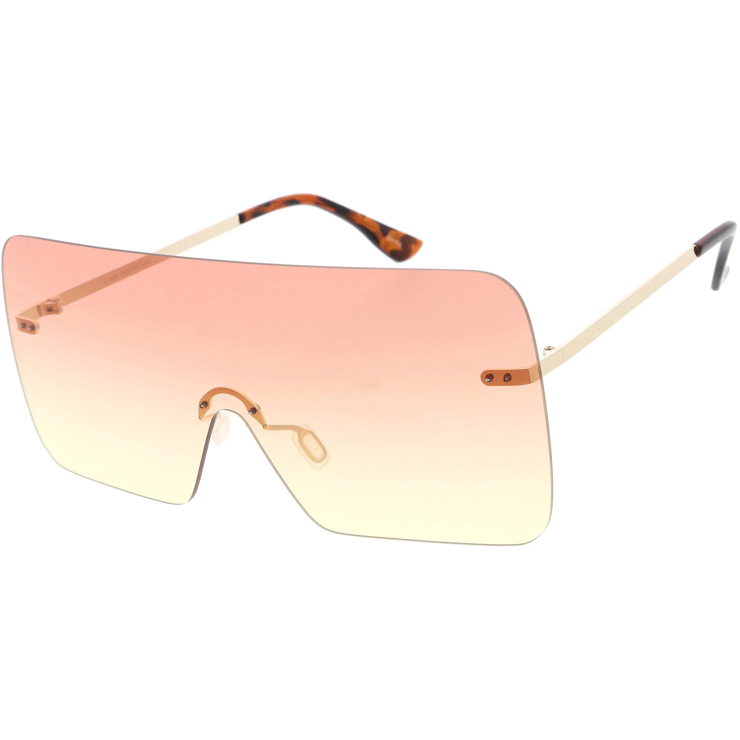 Oversize Futuristic Rimless Flat Shield Lens Sunglasses C982