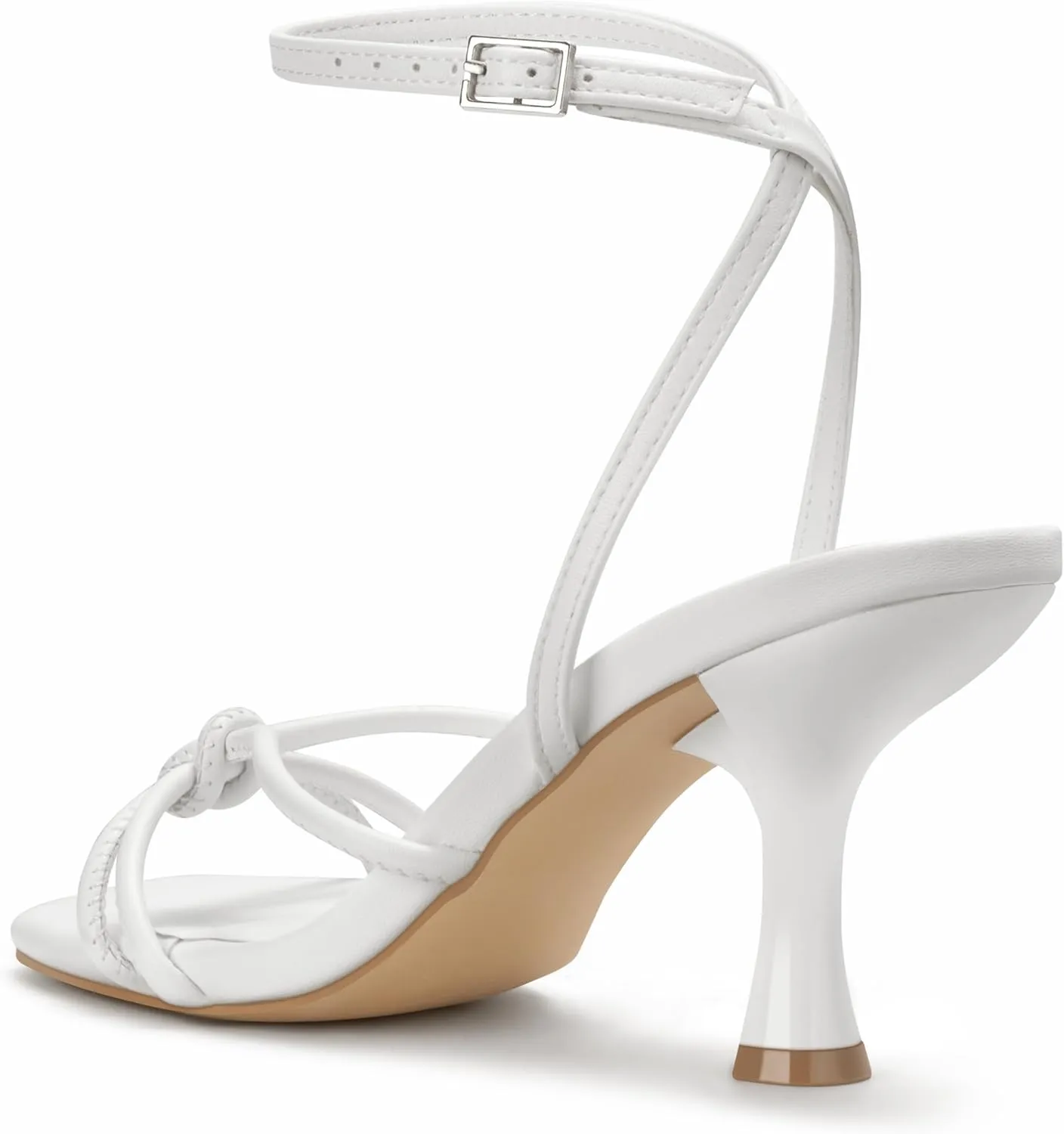 PARTY Women's Square Open Toe Strappy Heeled Sandals 3 inch Stiletto Kitten Heel with Ankle Buckle Strap, Comfortable Slingback Summer Dress Shoes
