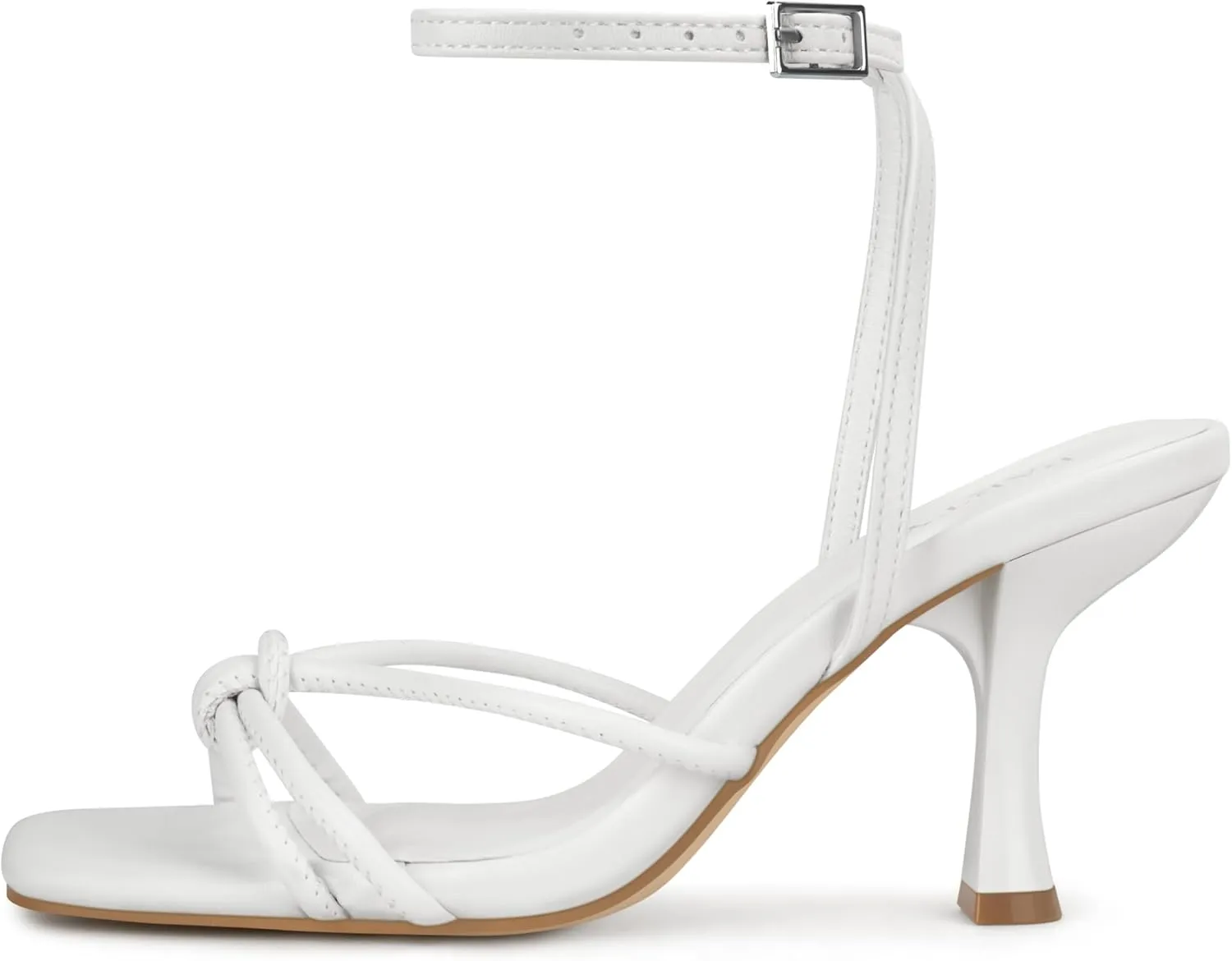 PARTY Women's Square Open Toe Strappy Heeled Sandals 3 inch Stiletto Kitten Heel with Ankle Buckle Strap, Comfortable Slingback Summer Dress Shoes