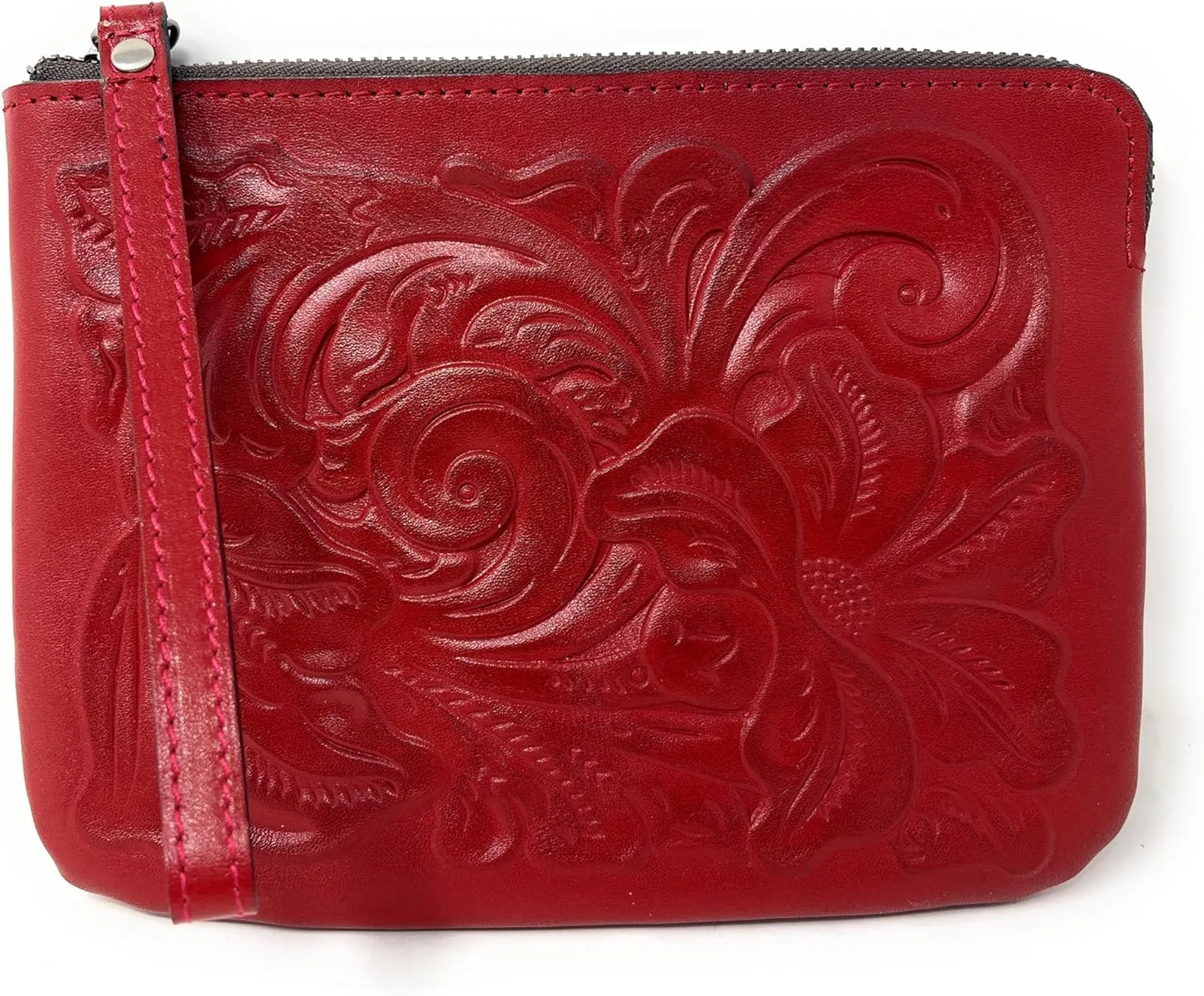 Patricia Nash Tooled Leather Cassini Wristlet, Lava