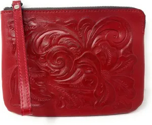 Patricia Nash Tooled Leather Cassini Wristlet, Lava