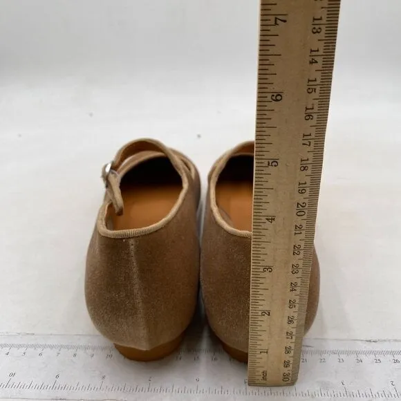 Pazzion Khaki Round Toe Mary Janes Comfortable Strap Buckled Ballet Flat Vintage