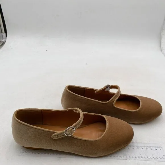 Pazzion Khaki Round Toe Mary Janes Comfortable Strap Buckled Ballet Flat Vintage