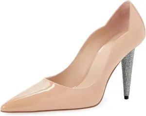 Pazzion Women Basic Closed Pointy Toe Cone Heel Pumps Rhinestone Slip On High Heels Fashion Commuting Office Shoes Size 4-16 US
