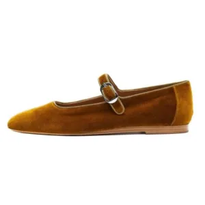 Pazzion Women's Closed Round Toe Mary Janes Comfortable Strap Buckled Goldenrod