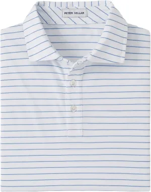 PETER MILLAR Men's Crown Comfort Pima Cotton Polo Harp Stripe, Maritime, Small