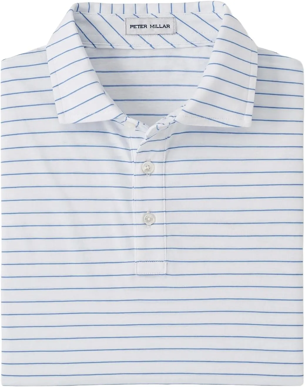 PETER MILLAR Men's Crown Comfort Pima Cotton Polo Harp Stripe, Maritime, Small