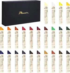 PHOENIX Professional Oil Paint Stick Water Soluable - Set of 24 Colors 37ml Large Soft Oil Pastels, Art Gift Pack Travel Set for Artists