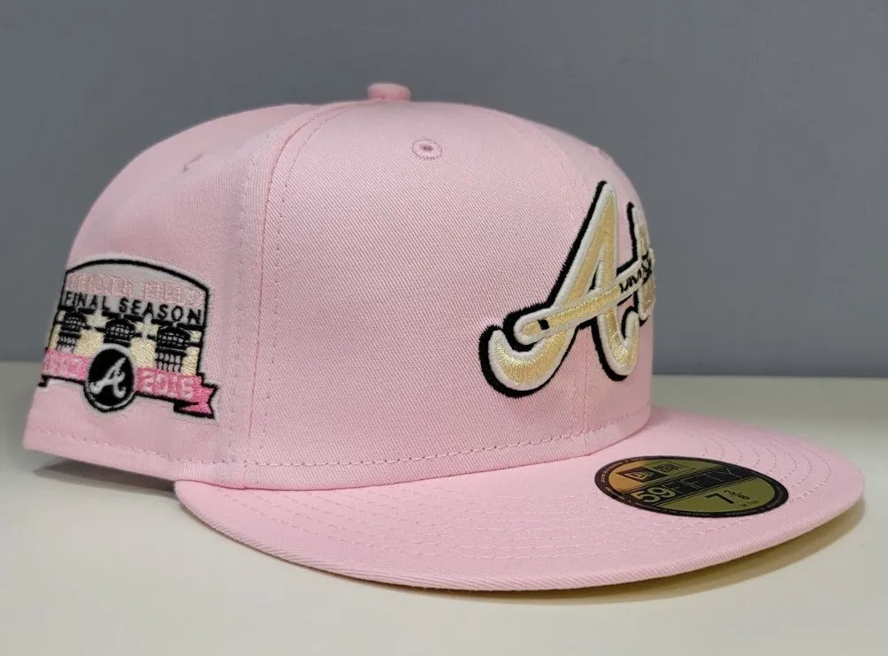 Pink Atlanta Braves Soft Yellow Bottom Final Season Side Patch New Era 59Fifty Fitted