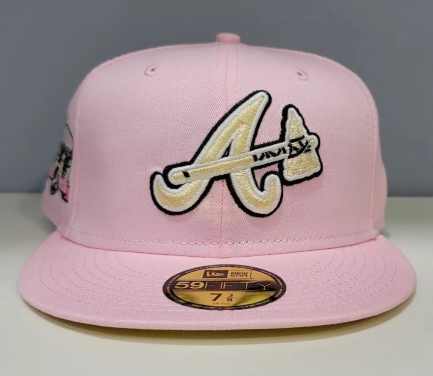 Pink Atlanta Braves Soft Yellow Bottom Final Season Side Patch New Era 59Fifty Fitted
