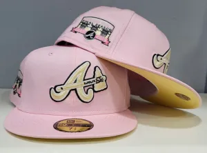 Pink Atlanta Braves Soft Yellow Bottom Final Season Side Patch New Era 59Fifty Fitted