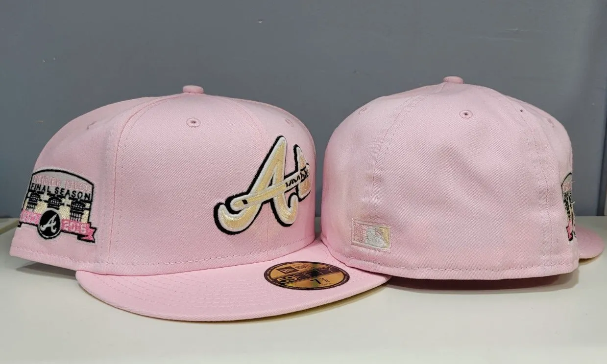 Pink Atlanta Braves Soft Yellow Bottom Final Season Side Patch New Era 59Fifty Fitted