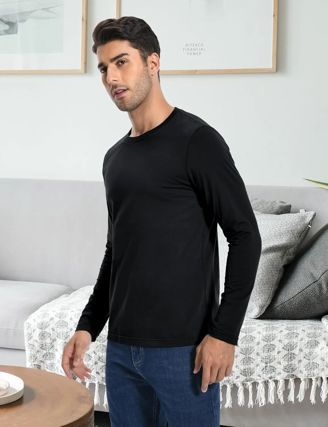 Pioneer Camp Mens T Shirts Cotton Casual Crew Neck Short/Long Sleeve Basic Heavyweight Soft Plain Tees Classic Fit Tshirts
