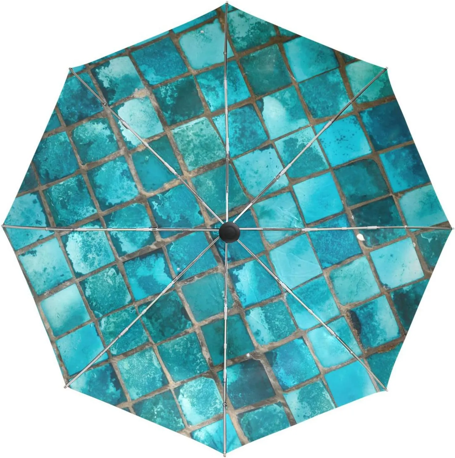 Poeticcity Automatic Folding UPF 50  Anti-UV Rain Umbrella, Auto Open/Close 3 Folds Sun Parasol Canopy Windproof Compact Travel Umbrella