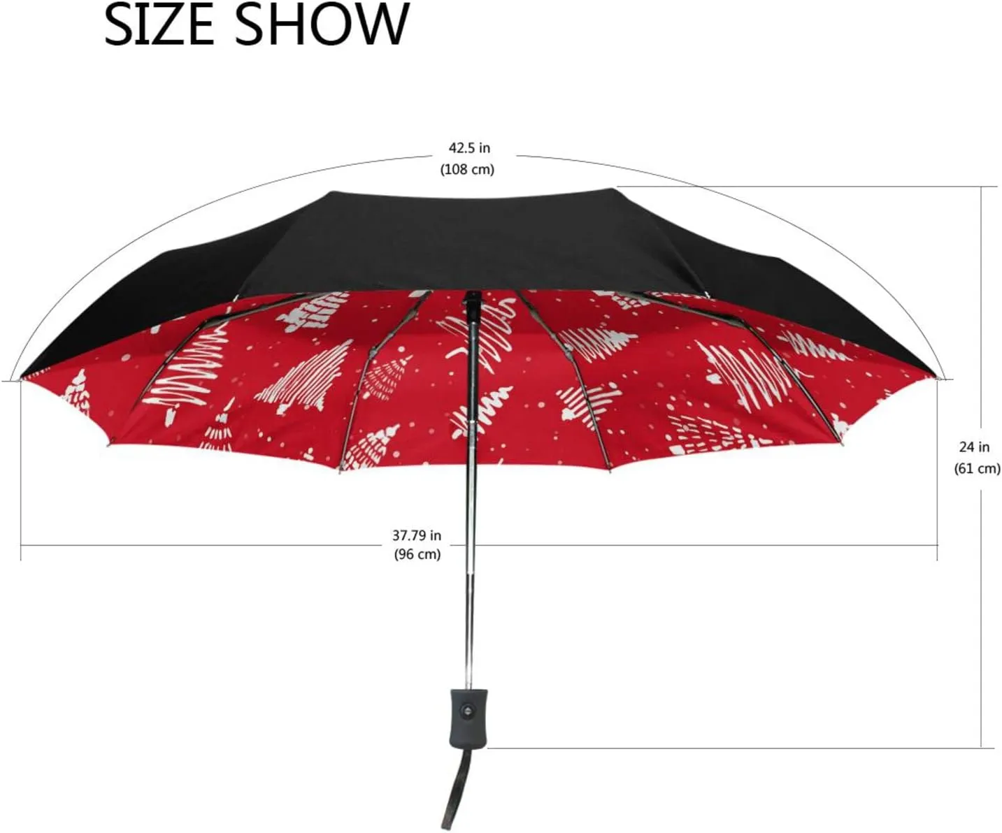 Poeticcity Automatic Folding UPF 50  Anti-UV Rain Umbrella, Auto Open/Close 3 Folds Sun Parasol Canopy Windproof Compact Travel Umbrella
