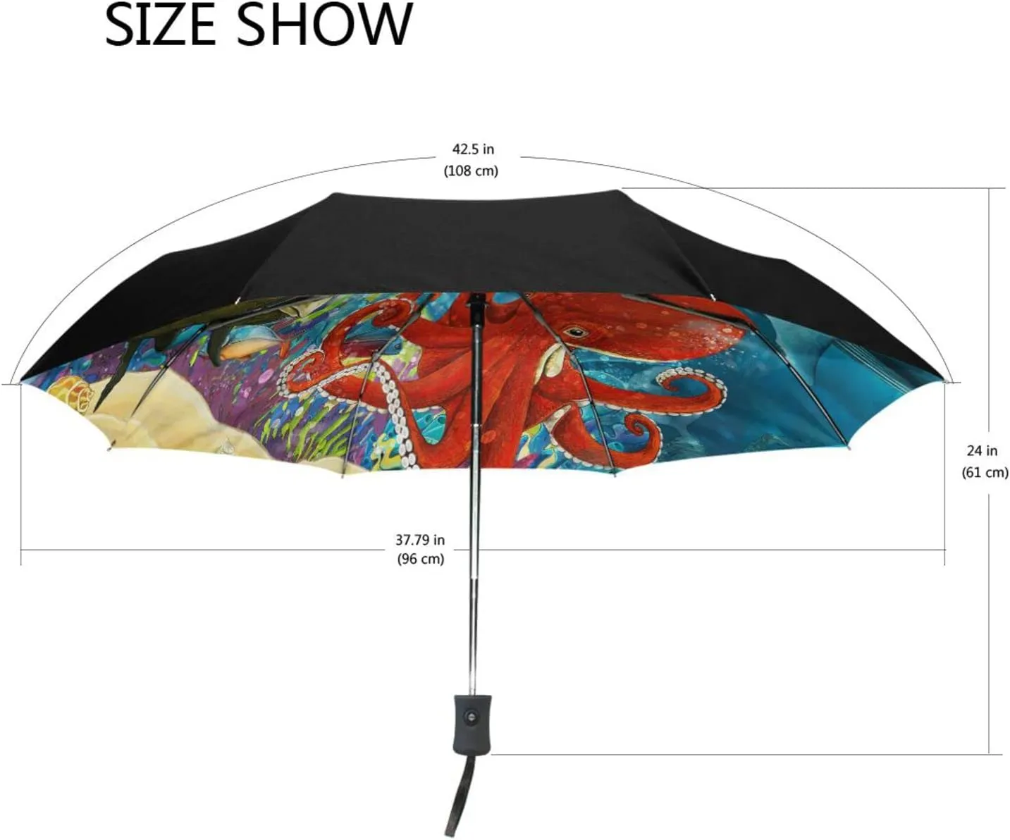 Poeticcity Automatic Folding UPF 50  Anti-UV Rain Umbrella, Auto Open/Close 3 Folds Sun Parasol Canopy Windproof Compact Travel Umbrella