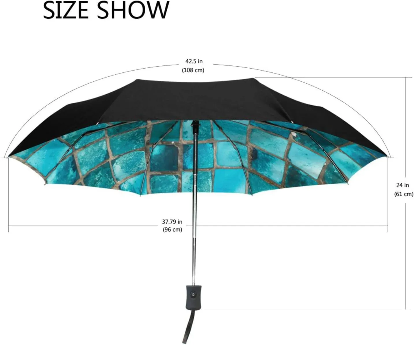 Poeticcity Automatic Folding UPF 50  Anti-UV Rain Umbrella, Auto Open/Close 3 Folds Sun Parasol Canopy Windproof Compact Travel Umbrella