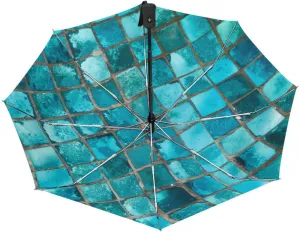Poeticcity Automatic Folding UPF 50  Anti-UV Rain Umbrella, Auto Open/Close 3 Folds Sun Parasol Canopy Windproof Compact Travel Umbrella