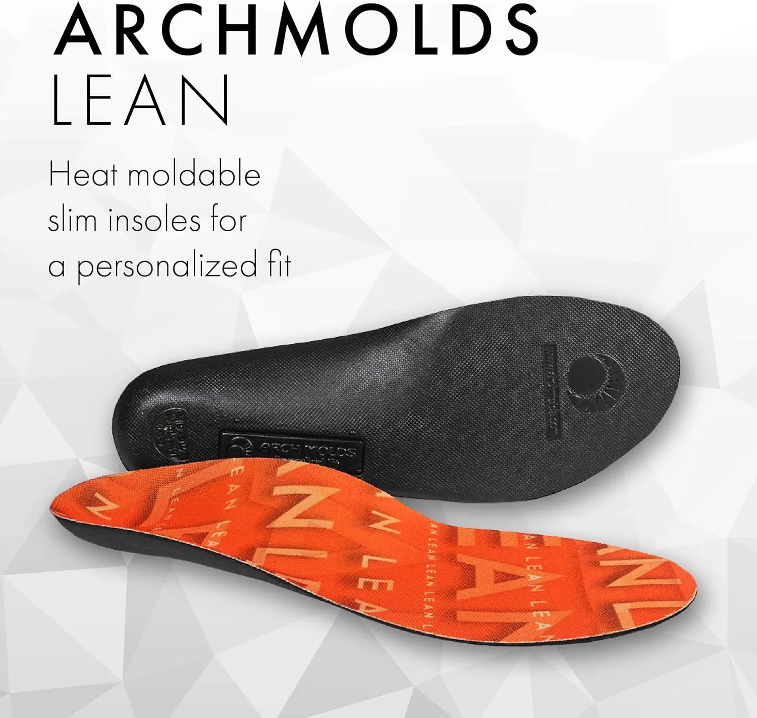Powerstep Archmolds Lean Orthotic Insoles, Heat Moldable Shoe Inserts for Slim Cushioning and Full Support, Orange