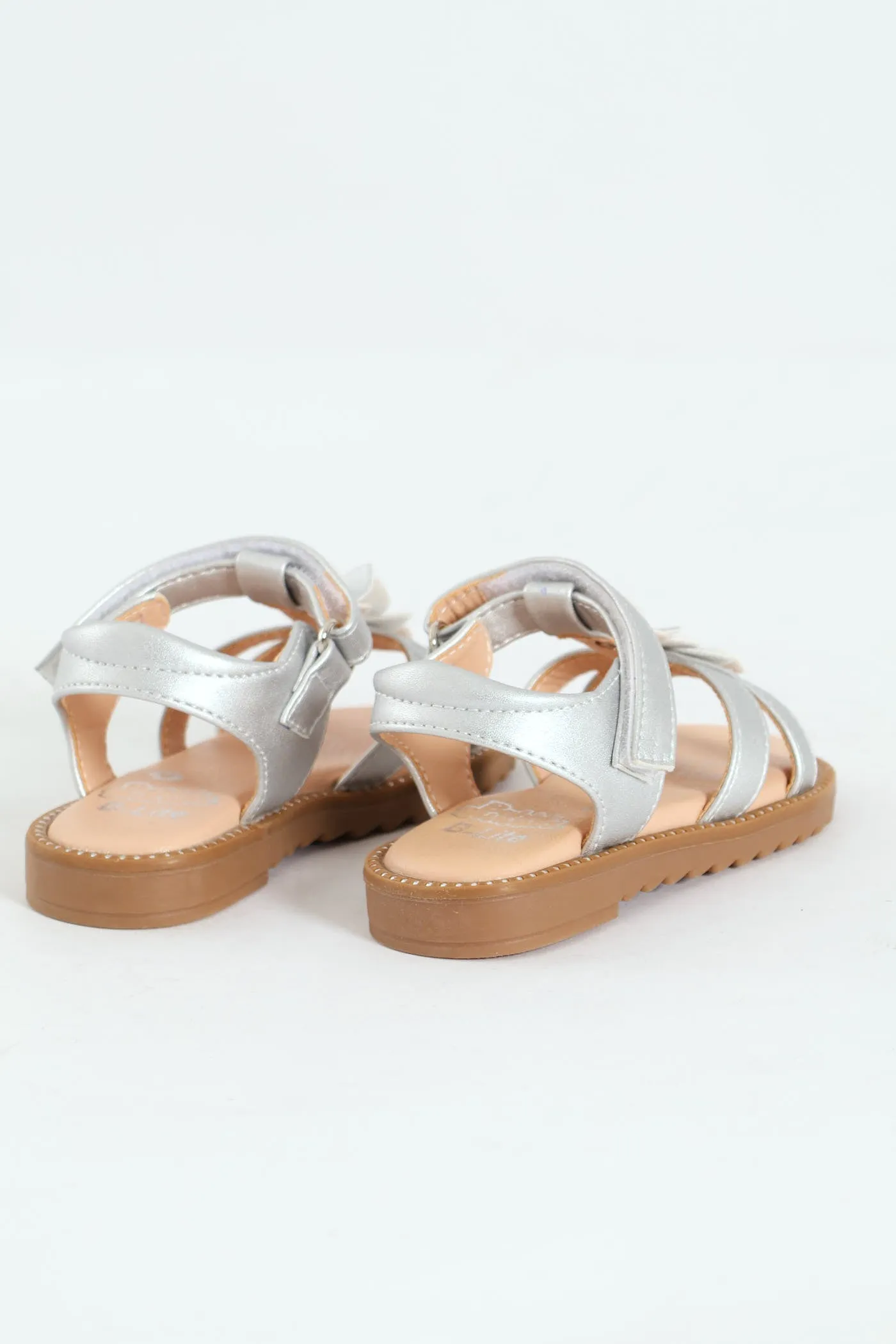 Pre-Girls Strappy Flat Sandal - Silver