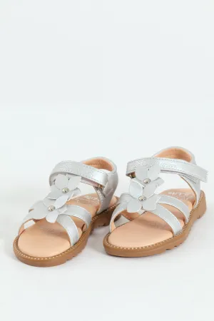 Pre-Girls Strappy Flat Sandal - Silver