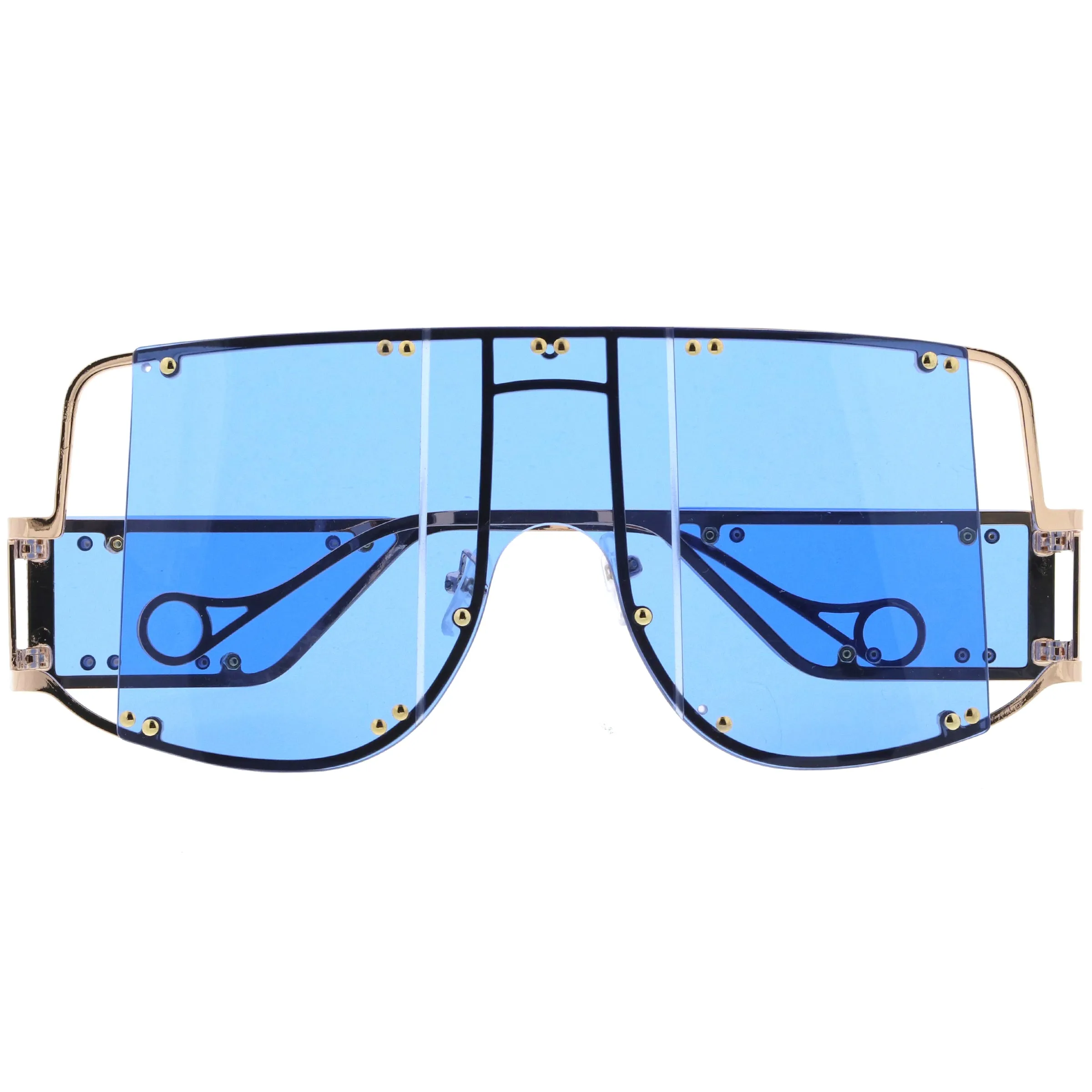 Premium High Fashion Rimless 5-Panel Color Lens Shield Sunglasses D095