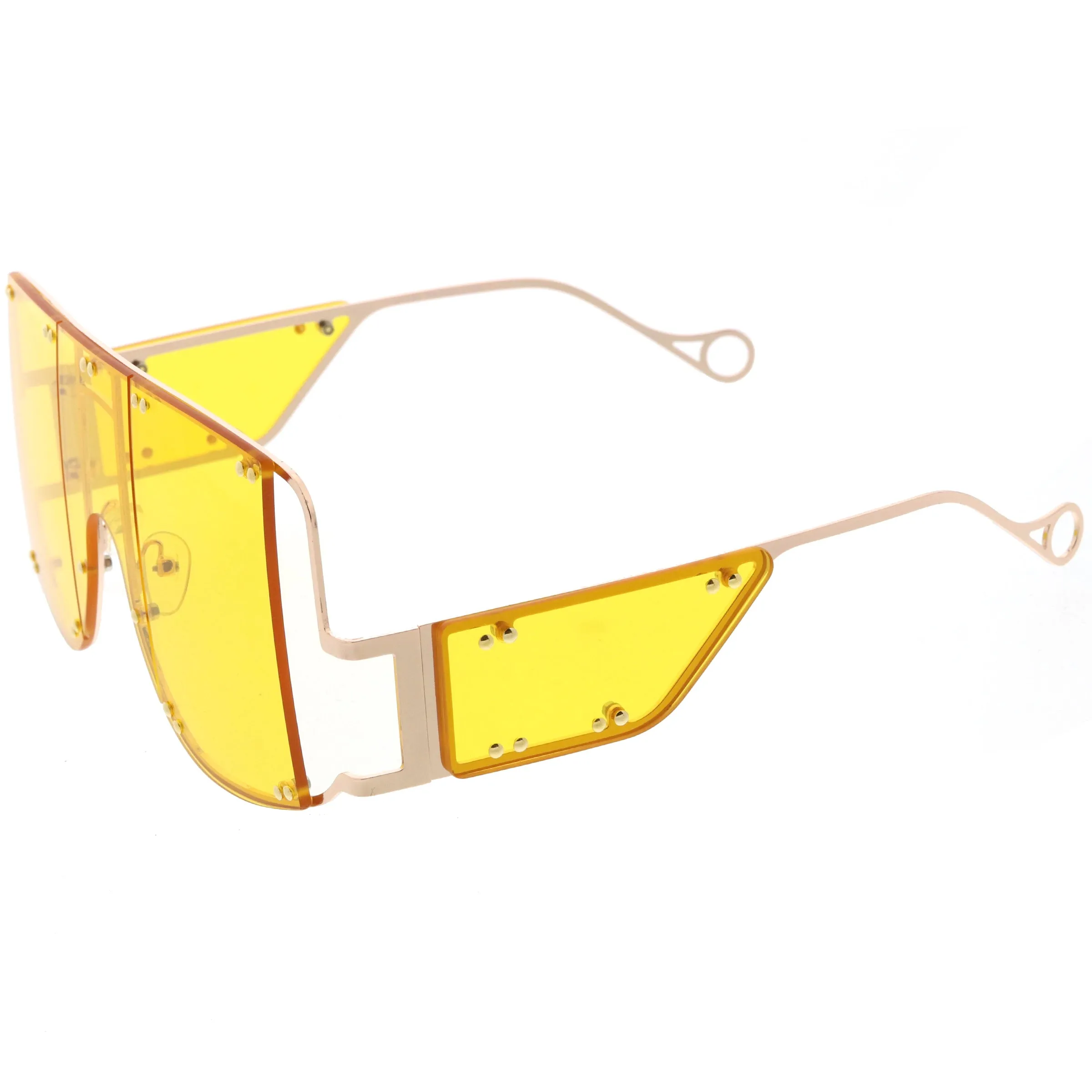 Premium High Fashion Rimless 5-Panel Color Lens Shield Sunglasses D095