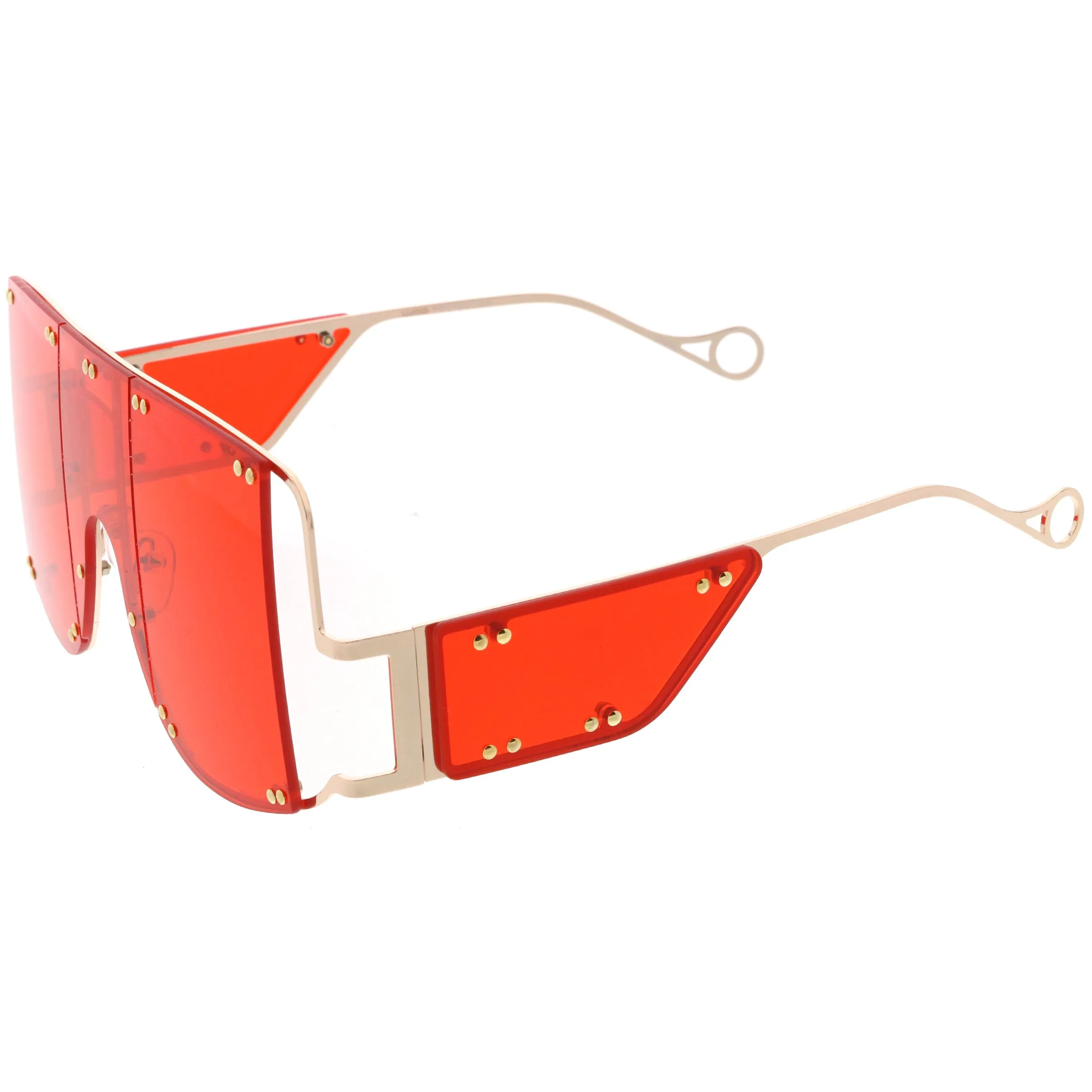 Premium High Fashion Rimless 5-Panel Color Lens Shield Sunglasses D095