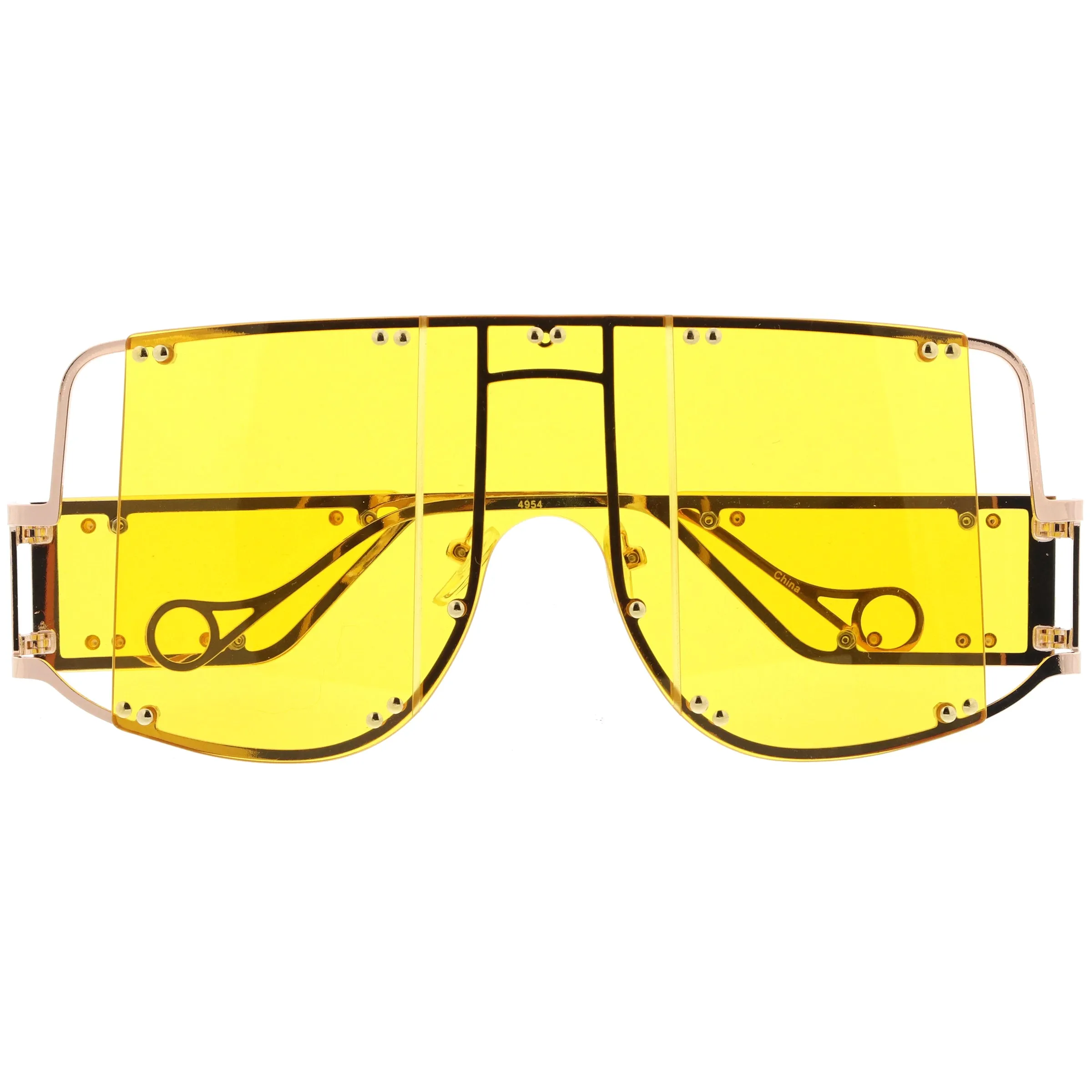 Premium High Fashion Rimless 5-Panel Color Lens Shield Sunglasses D095
