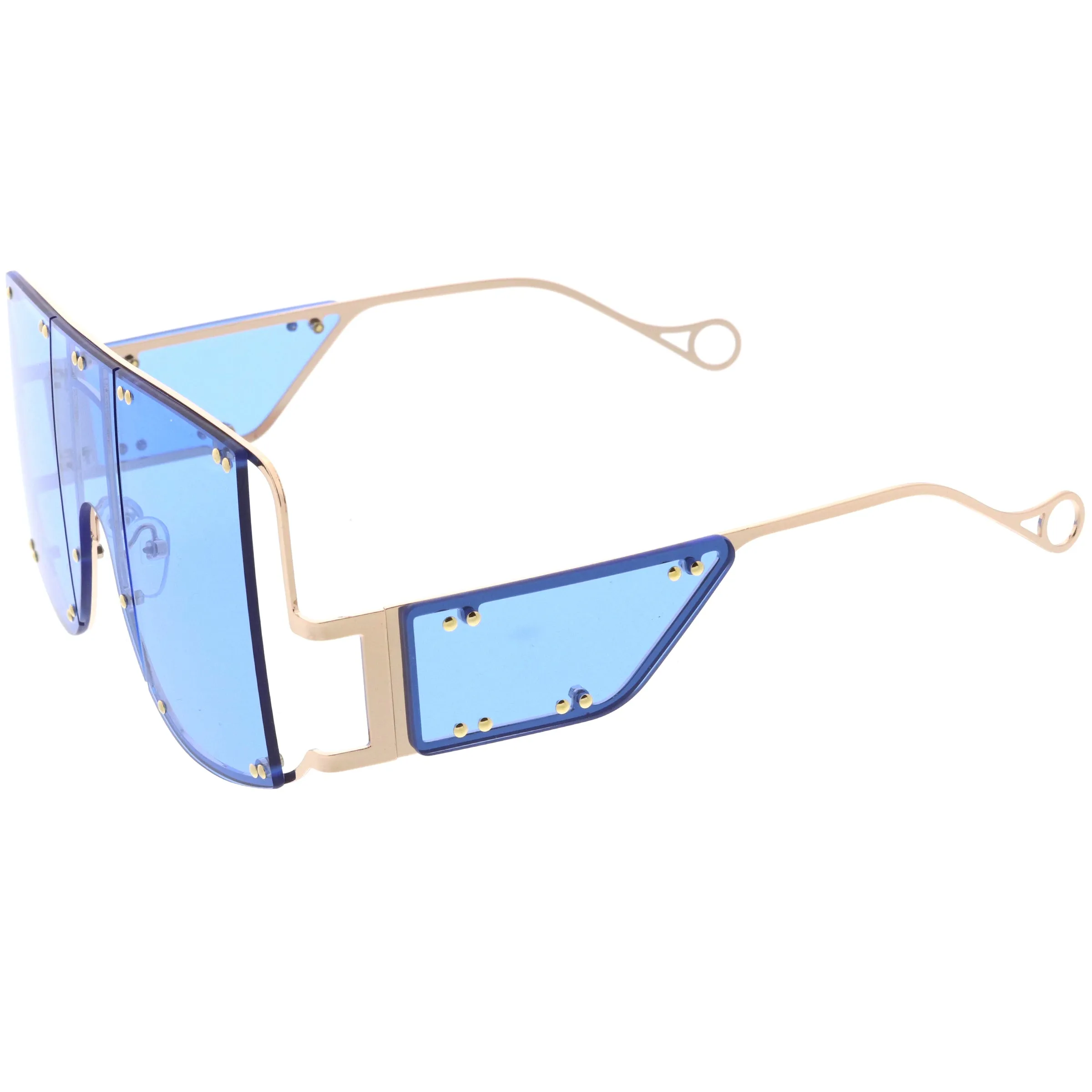 Premium High Fashion Rimless 5-Panel Color Lens Shield Sunglasses D095