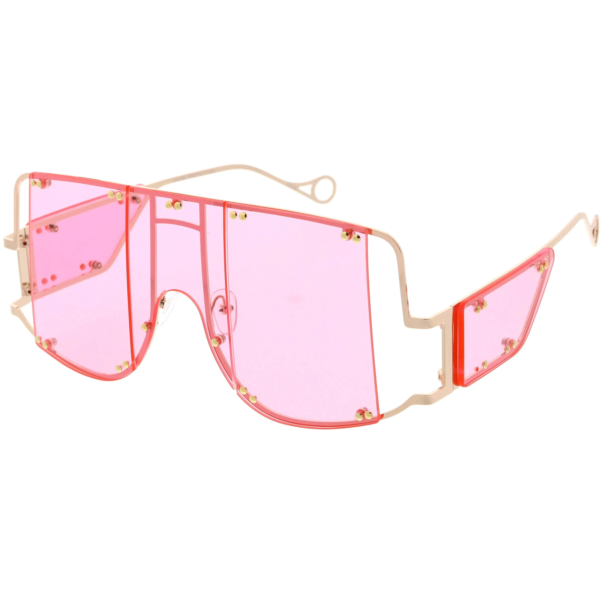 Premium High Fashion Rimless 5-Panel Color Lens Shield Sunglasses D095