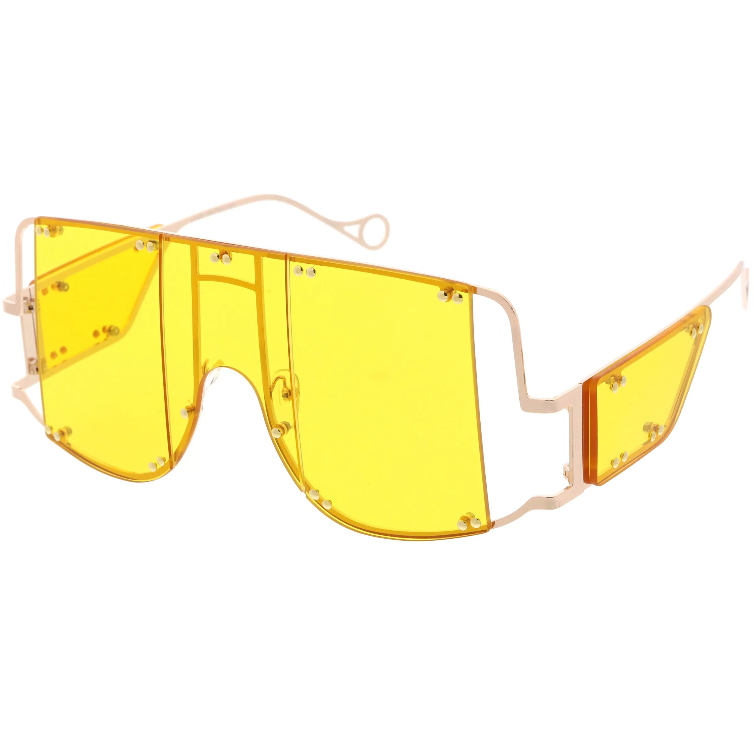 Premium High Fashion Rimless 5-Panel Color Lens Shield Sunglasses D095