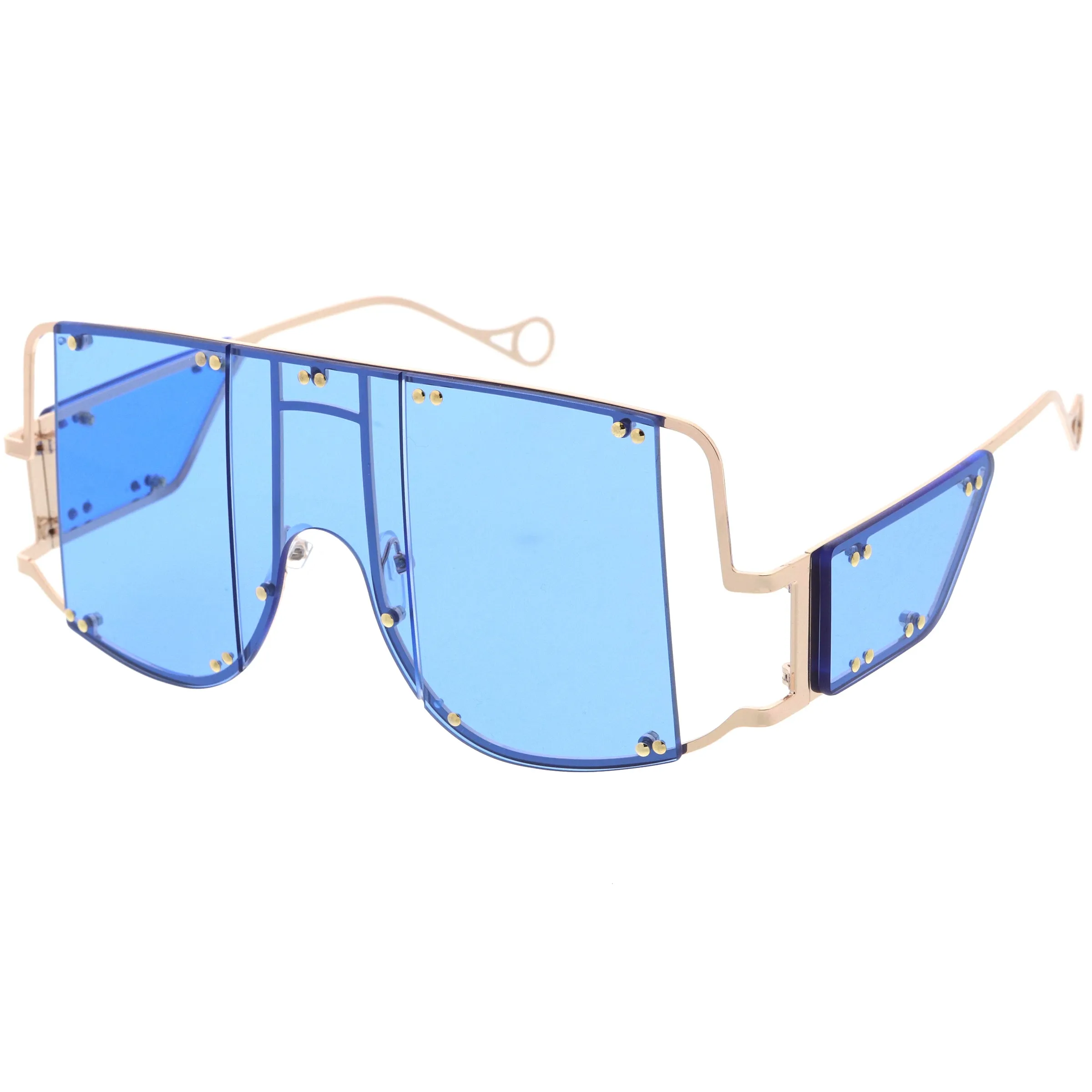 Premium High Fashion Rimless 5-Panel Color Lens Shield Sunglasses D095