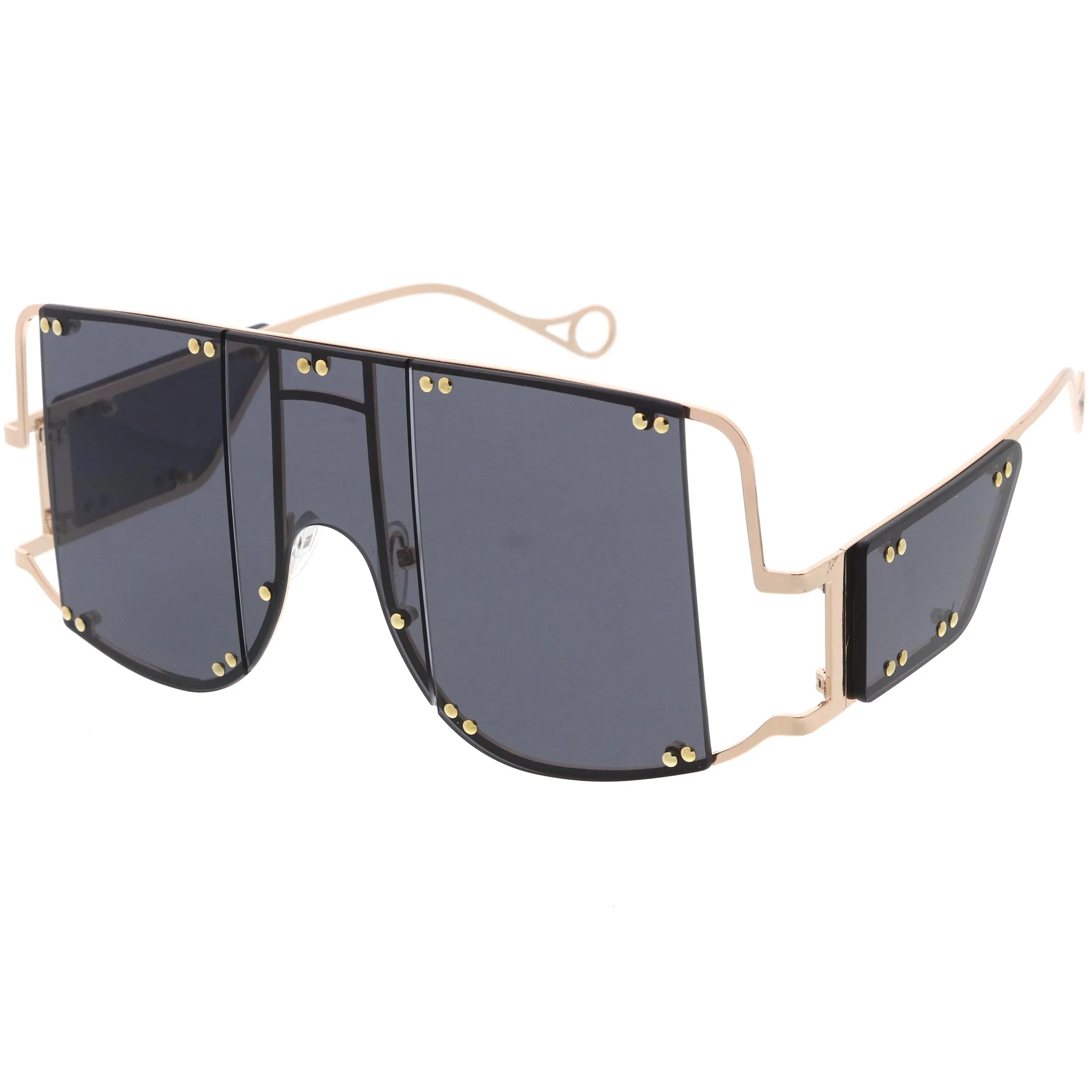 Premium High Fashion Rimless 5-Panel Color Lens Shield Sunglasses D095