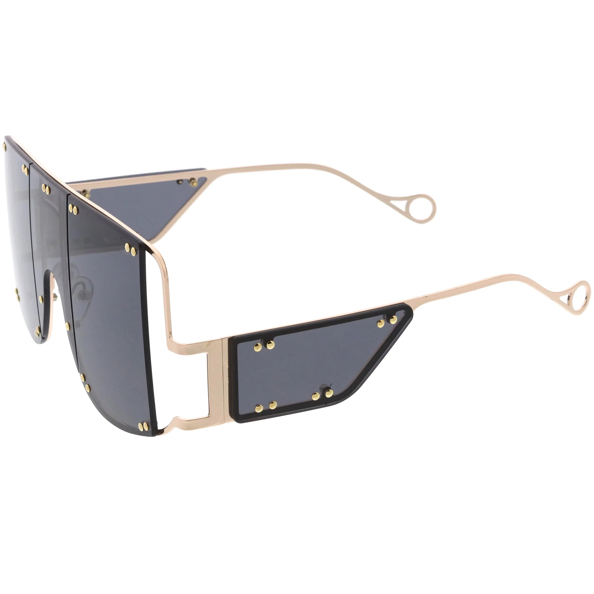 Premium High Fashion Rimless 5-Panel Color Lens Shield Sunglasses D095