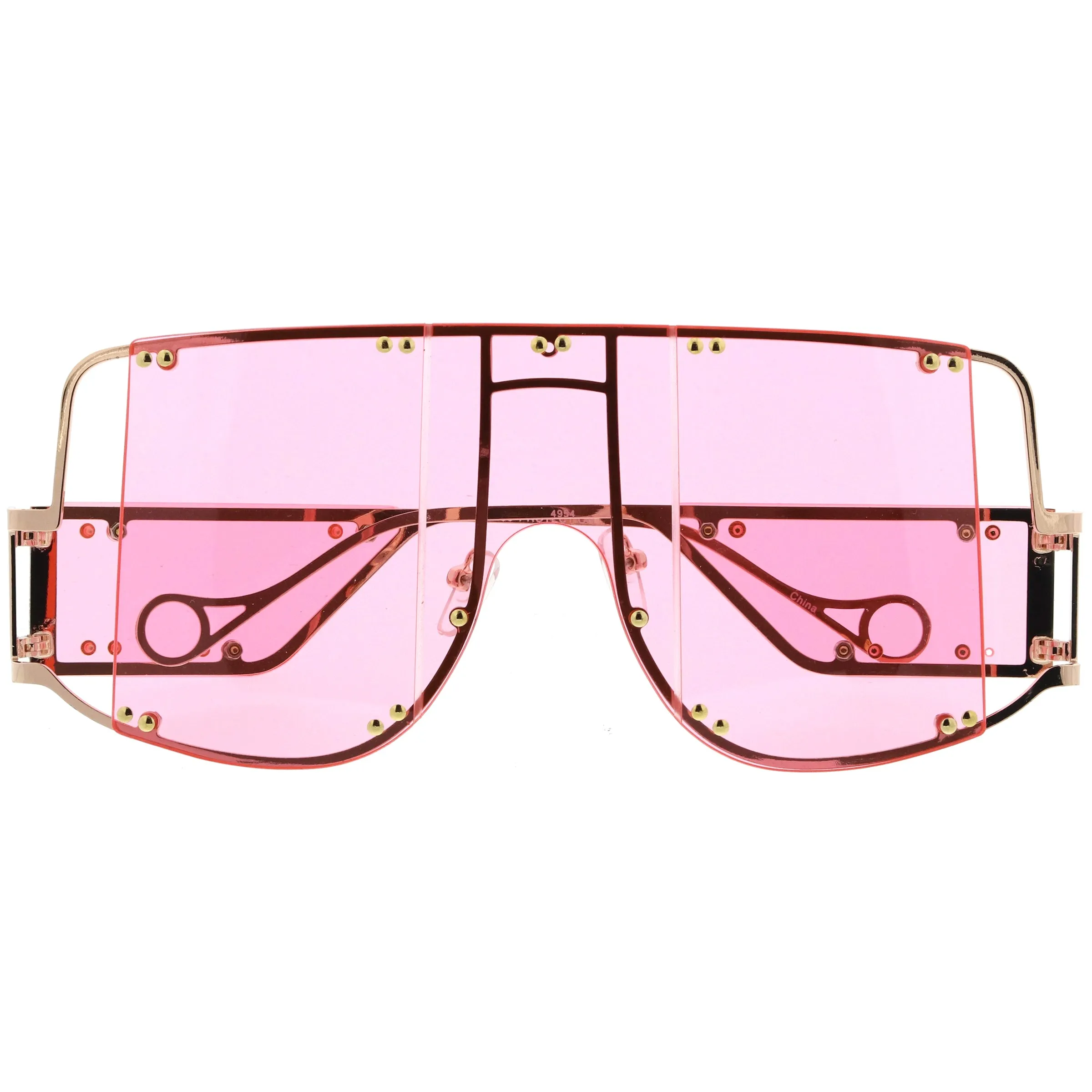 Premium High Fashion Rimless 5-Panel Color Lens Shield Sunglasses D095