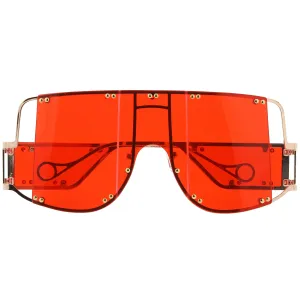 Premium High Fashion Rimless 5-Panel Color Lens Shield Sunglasses D095